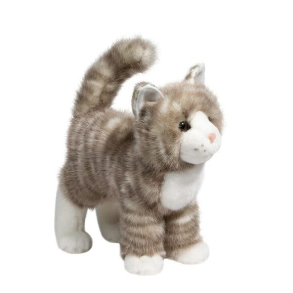 Douglas Zipper Gray Tabby Cat Plush Stuffed Toy 9 Inch #1866 Realistic NWT - Picture 1 of 9